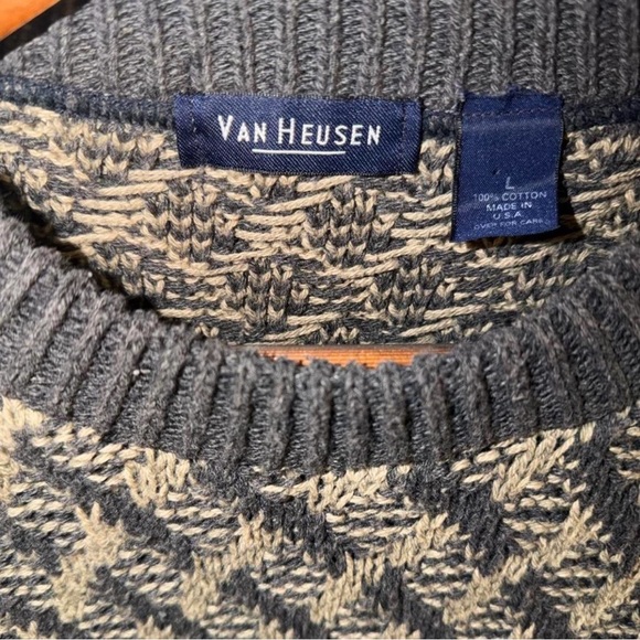 Vintage Weave Knit Patterned Crewneck Sweater Size Large - Picture 2 of 3